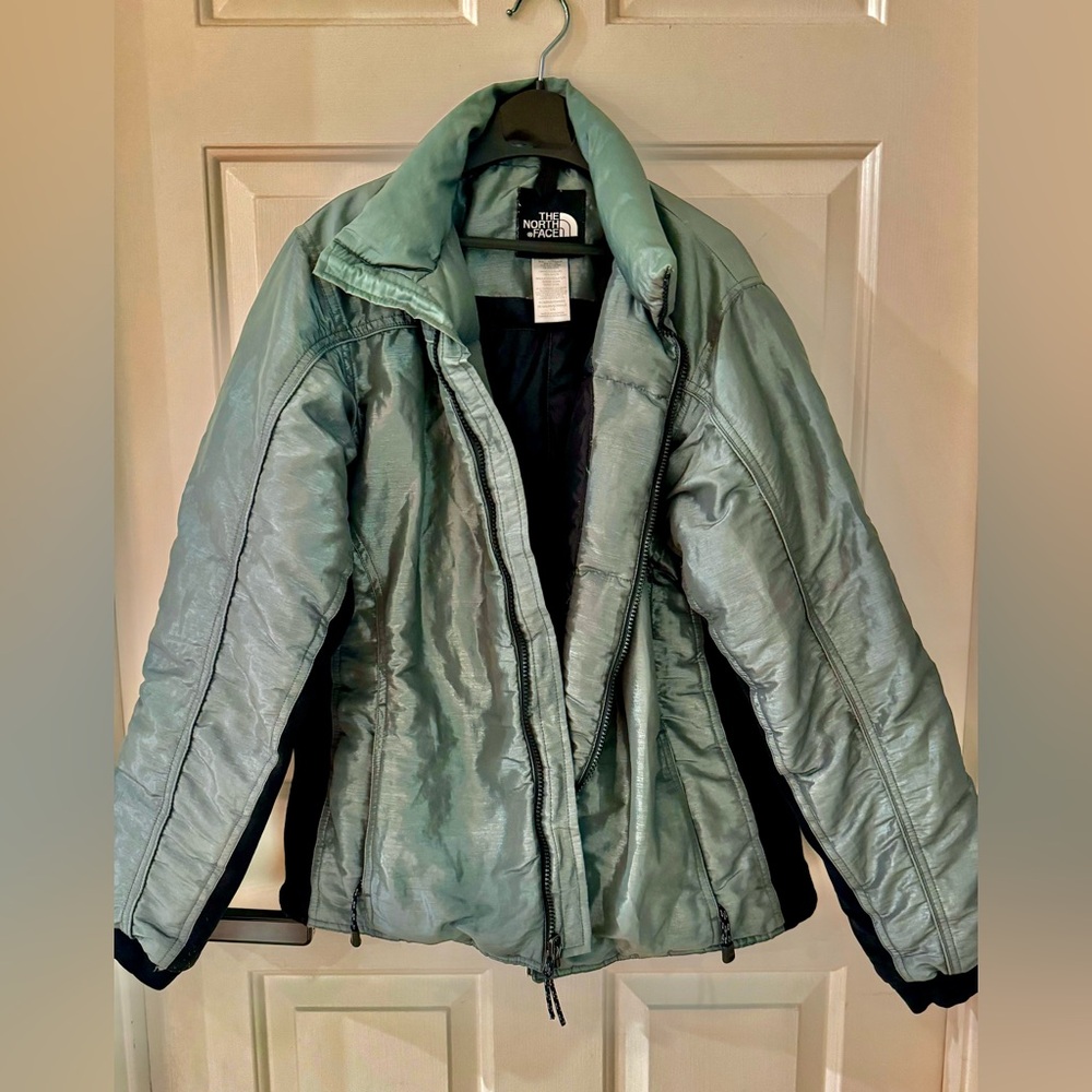 The North Face goose down winter coat Women’s Large Silver and Black